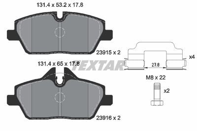 MINI F55/F56/R56/Cabrio F57/R57/Clubman F54/R55 Fren Balatası Ön Textar 2391503-34106884263