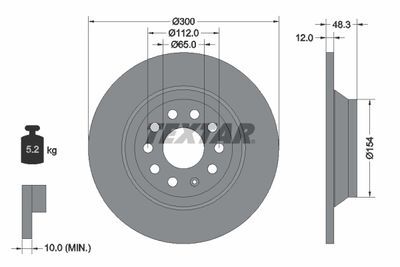 VOLKSWAGEN Caddy Fren Diski Arka DF6504 (Adet Fiyat) Textar 92255403-3Q0615601